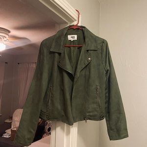 Jack by BB Dakota faux suede moto jacket olive green size medium